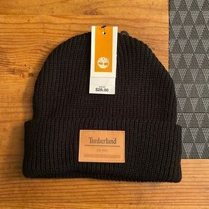 Timberland Men`s Watch Cap Knit Beanie with Leather Patch) OS